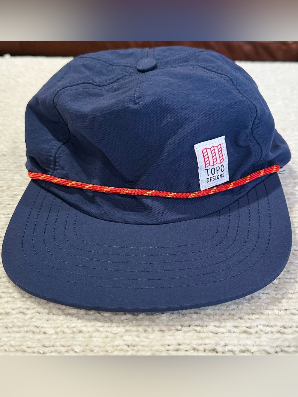 Topo Designs 5 Panel Cord Hat - Navy with Red Cord